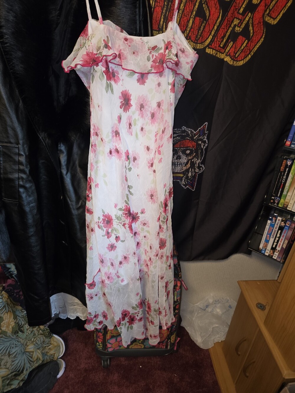 Floral Pink Ruffle Slip Dress
